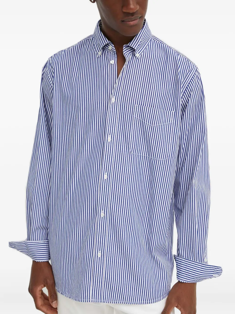 Les Deux striped-pattern patch-pocket shirt | Blue | Image 1