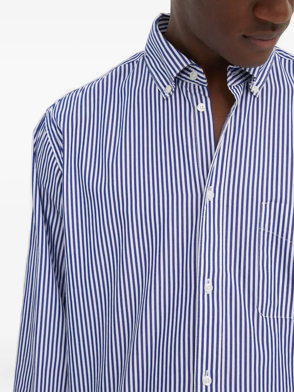 Les Deux Gestreept overhemd met opgestikte zak Blauw