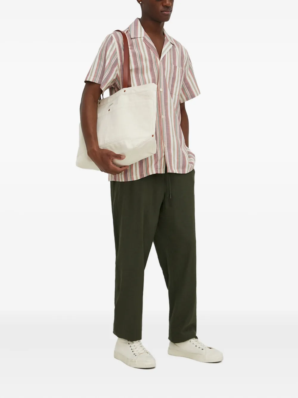 Les Deux striped-pattern short-sleeve shirt - Roze