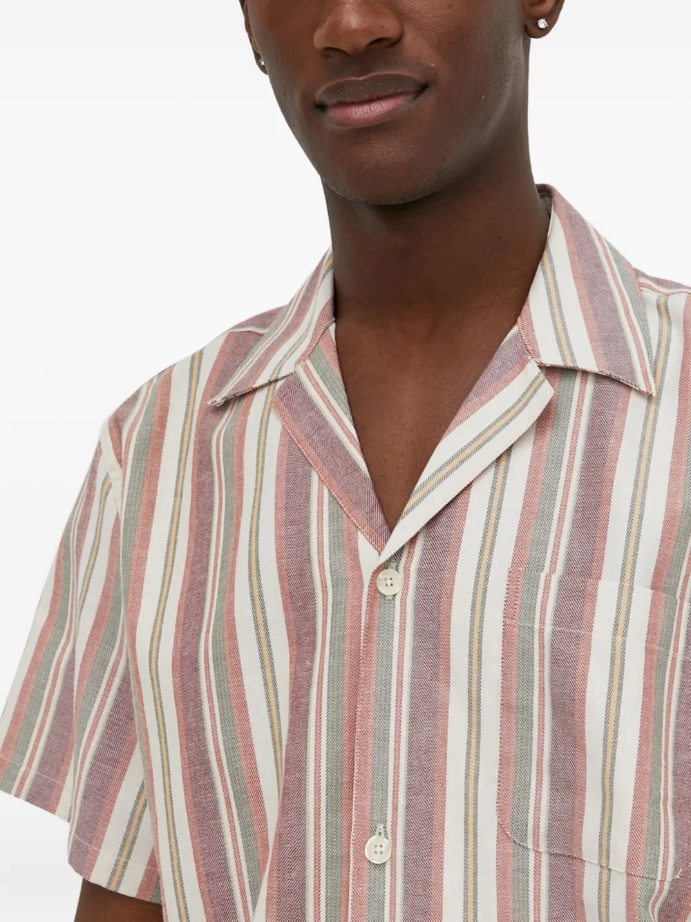 Les Deux Gestreept overhemd met korte mouwen Roze