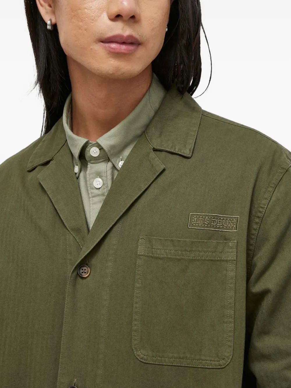 Les Deux Overhemd met geborduurd logo Groen