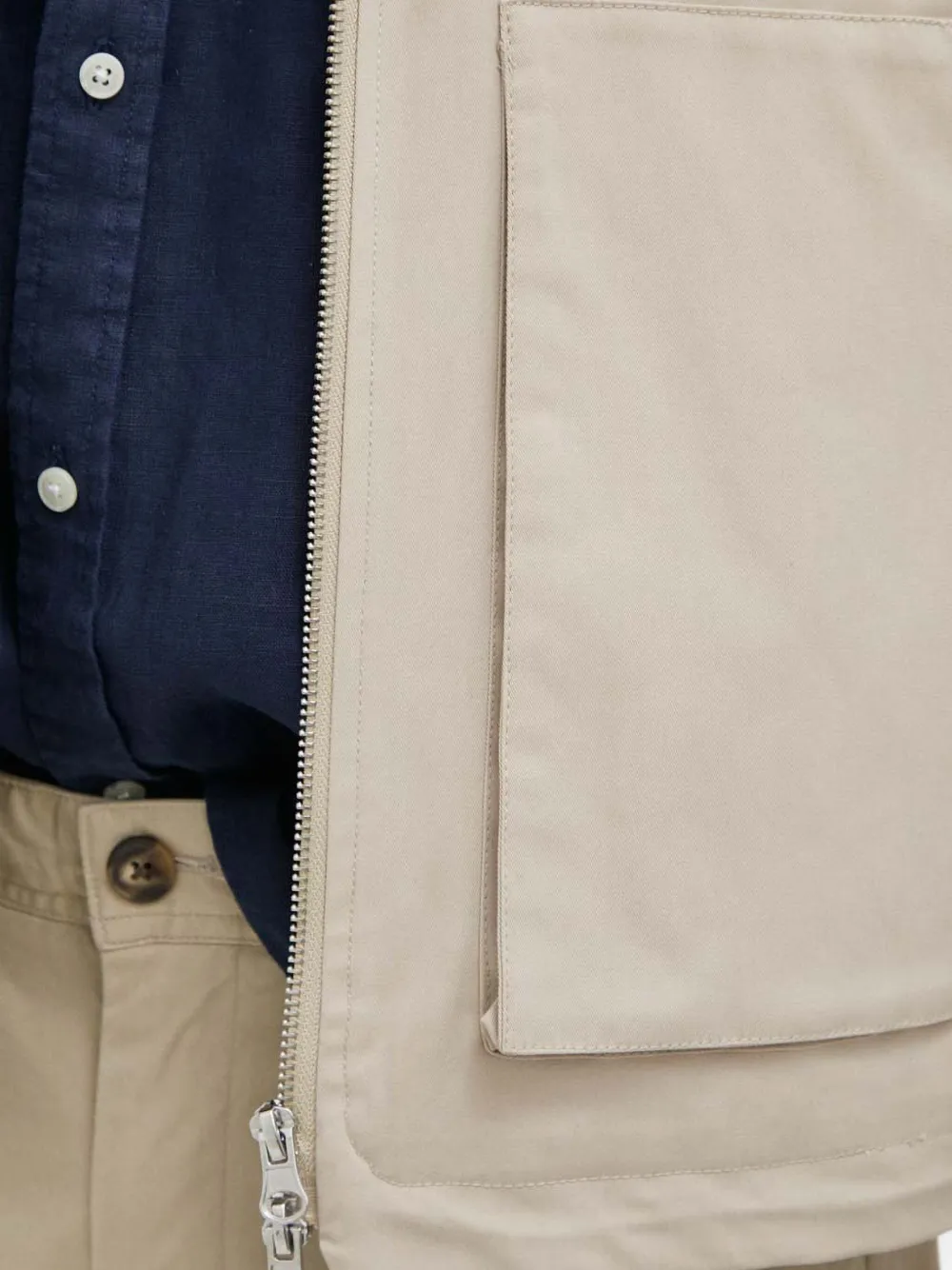 Les Deux Gilet met opgestikte zakken Beige