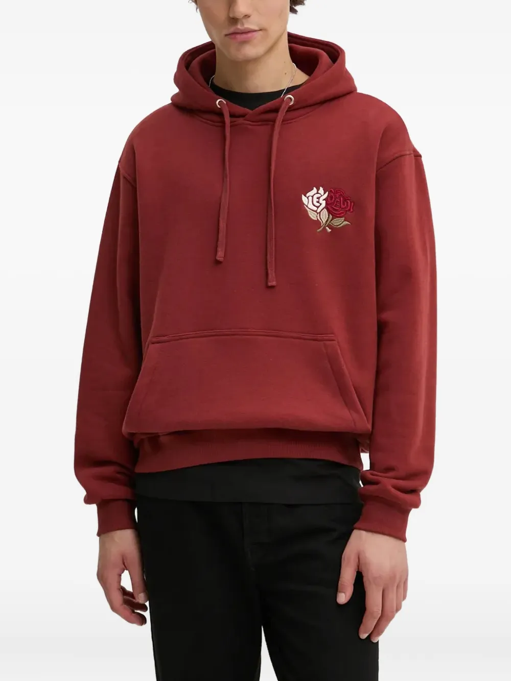 Les Deux hoodie crop à fleurs brodées | rouge | Image 1