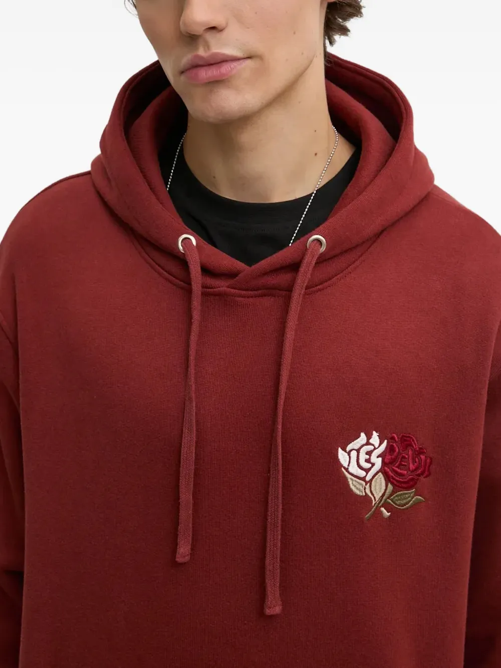Les Deux Hoodie met geborduurde bloemen Rood