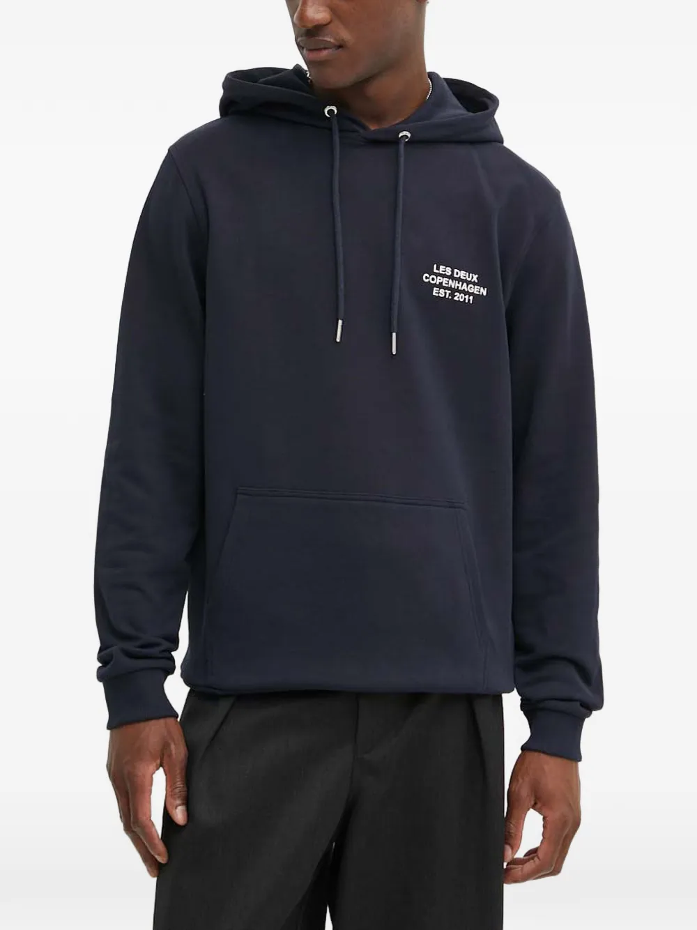 Les Deux Logo Hooded Sweatshirt In Blue