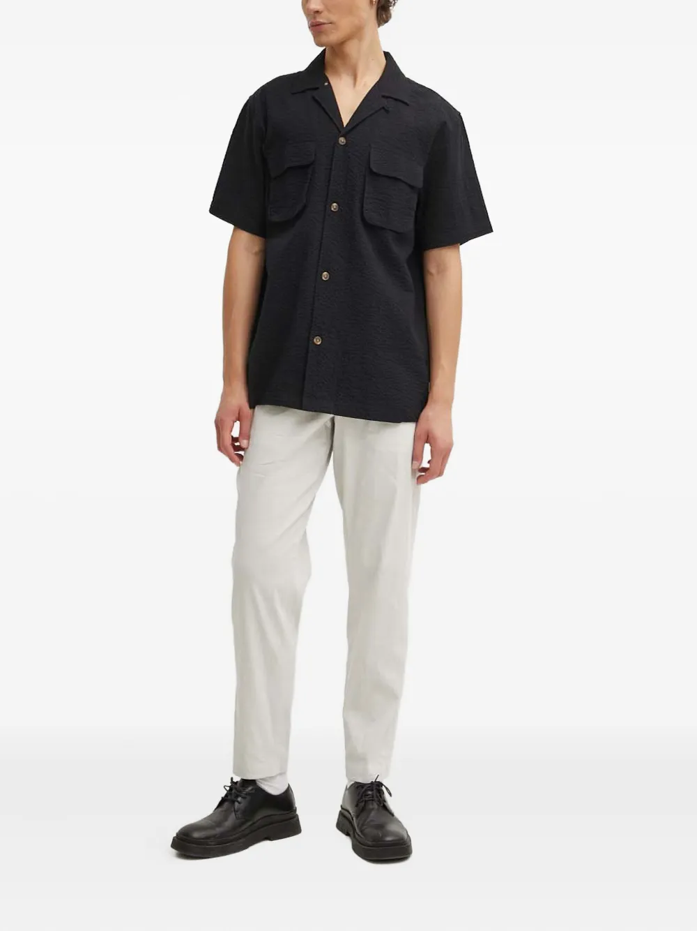 Les Deux pocket textured shirt - Zwart
