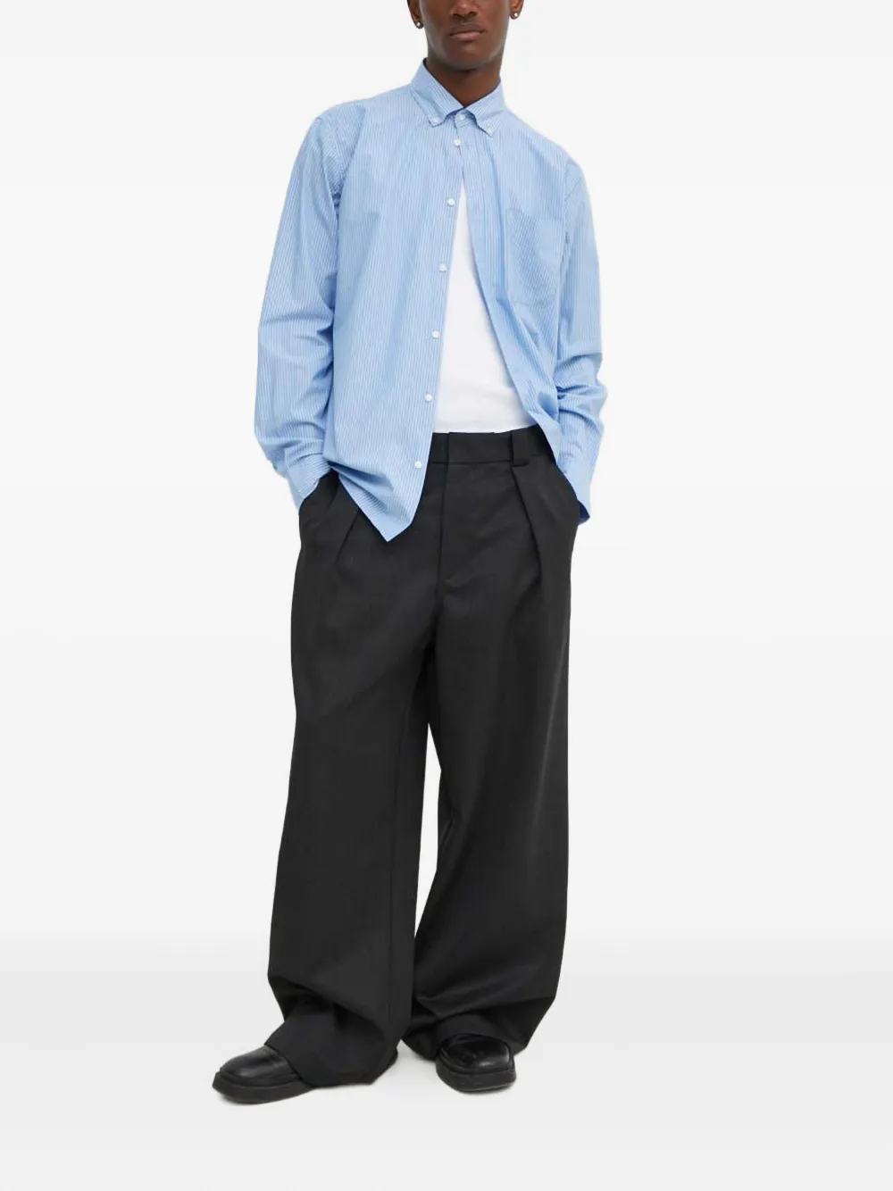 Les Deux striped-pattern shirt - Blauw