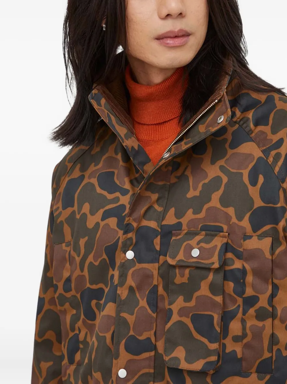 Les Deux Gewatteerde jas met camouflageprint Bruin