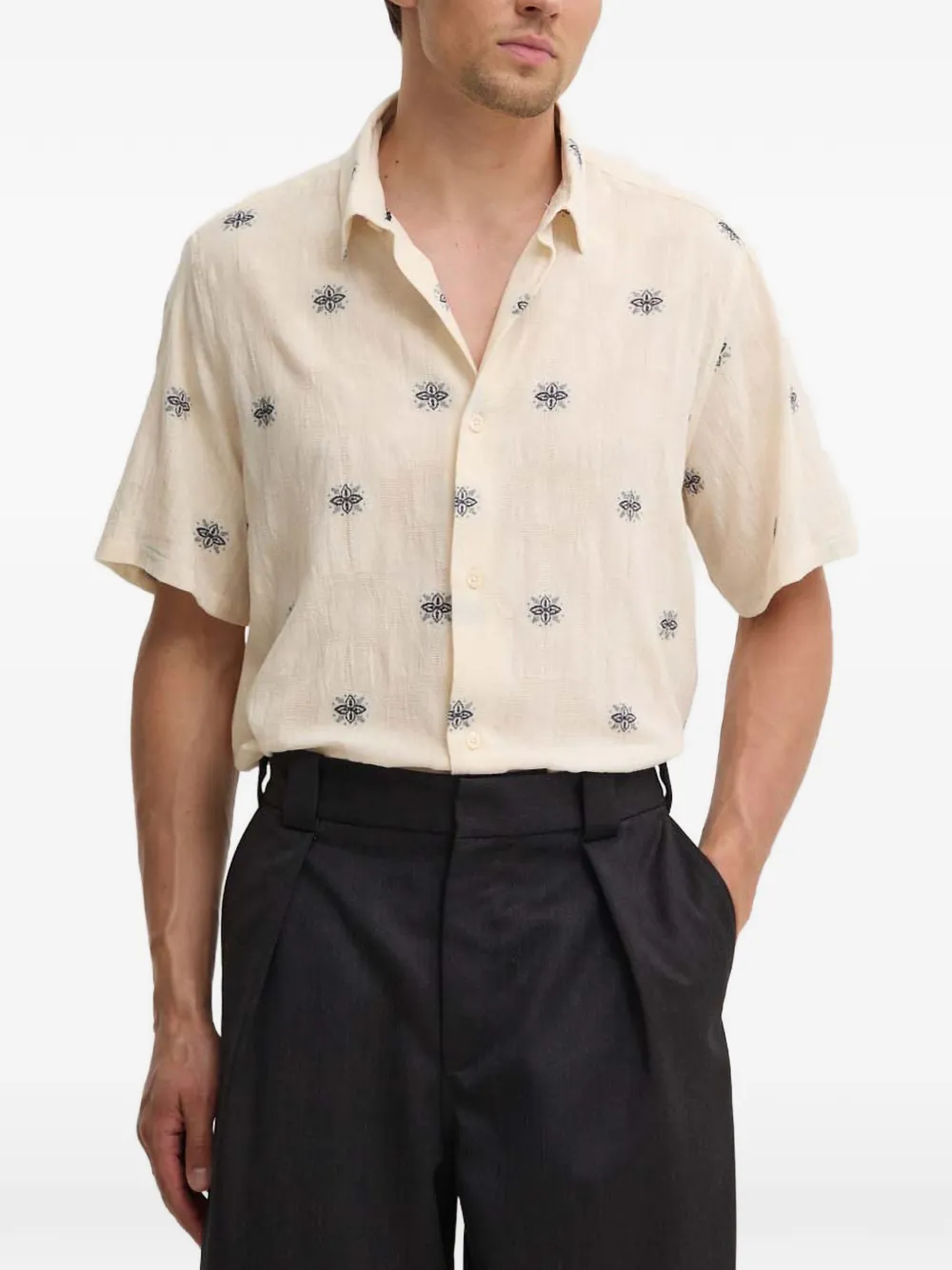 Les Deux patterned short-sleeved shirt - Nude