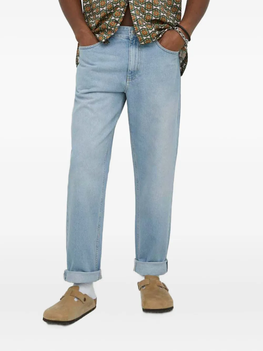 Les Deux logo-patch jeans - Blu