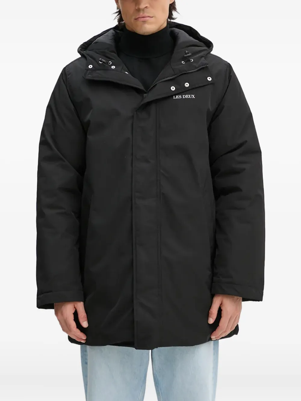 Les Deux logo-print padded coat | Black | Image 1