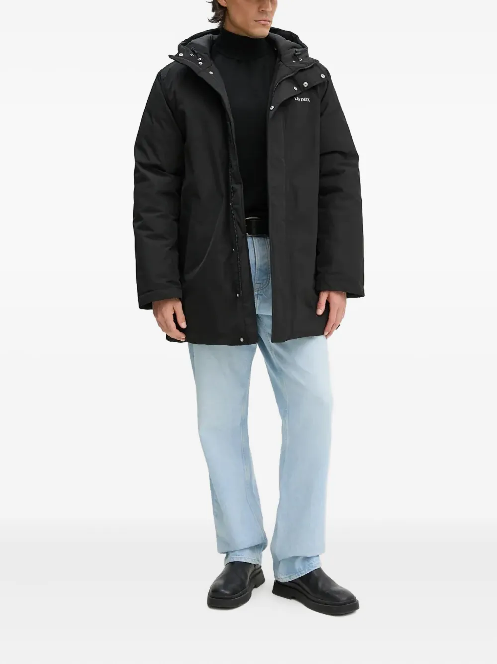 Les Deux logo-print padded coat - Zwart