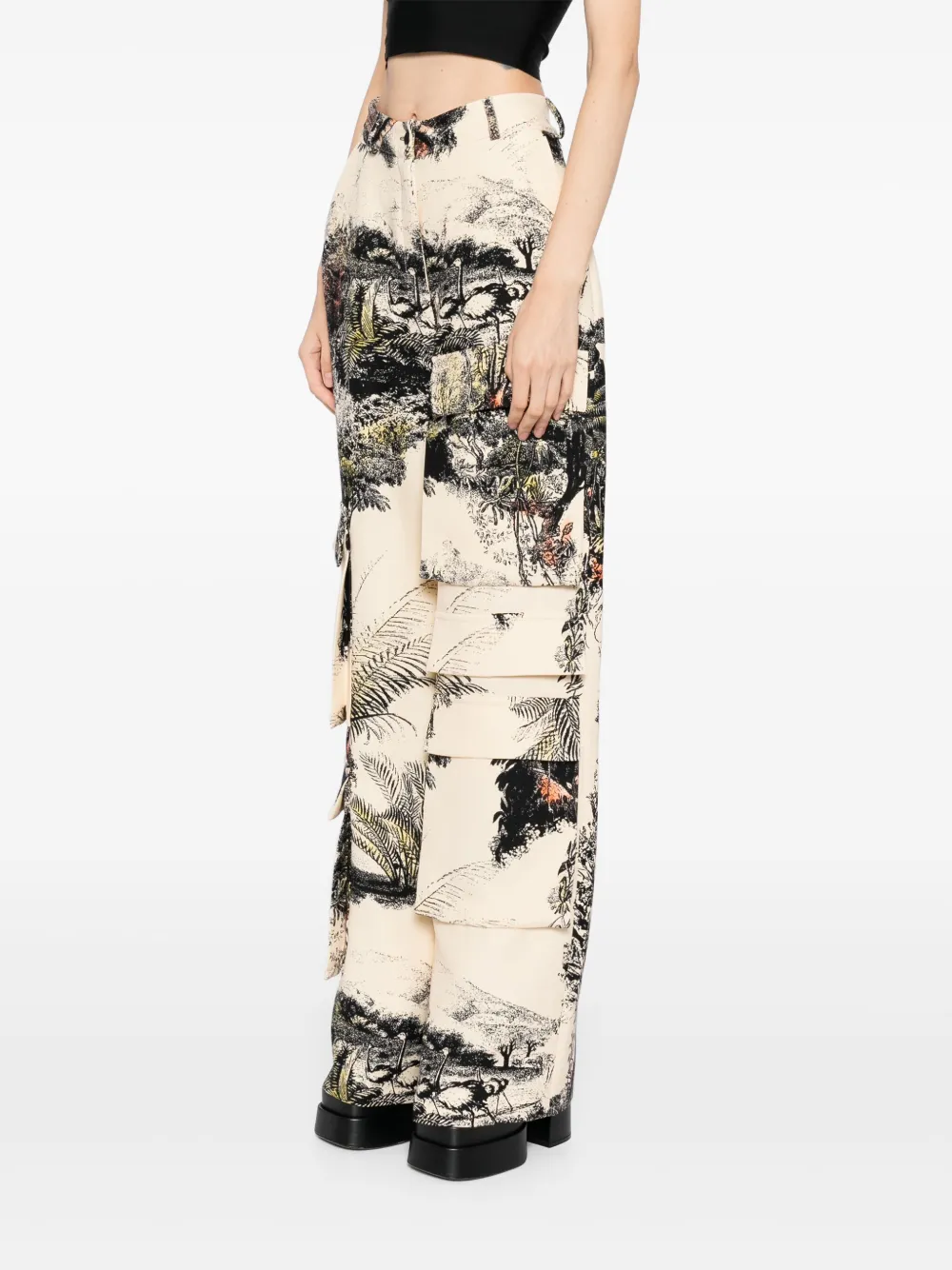 Isabel Sanchis Cargo broek met landschap print Beige
