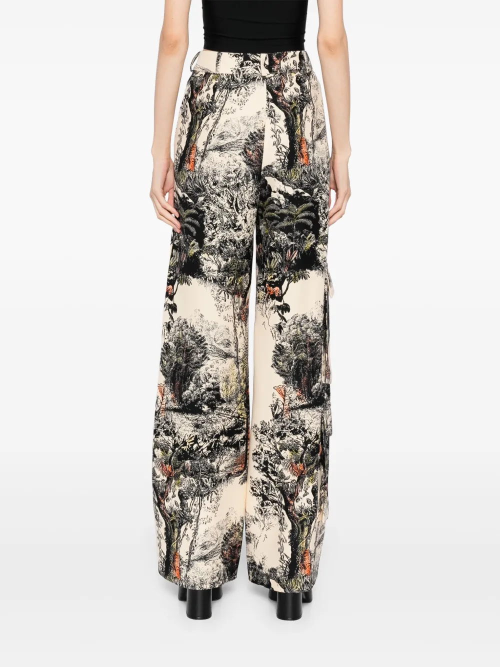 Isabel Sanchis Cargo broek met landschap print Beige