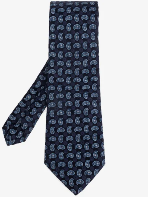 ETRO cravate en soie à motif micro-cachemire