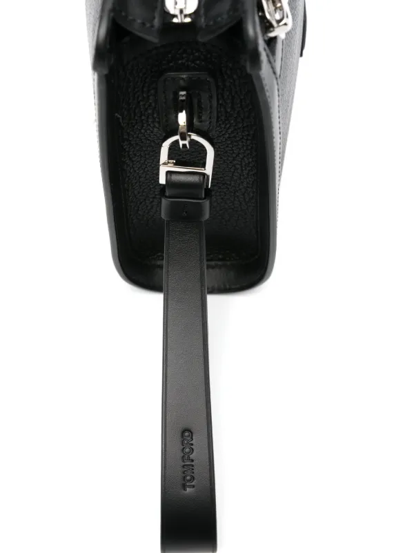 TOM FORD logo-patch Clutch Bag | Black | FARFETCH ID