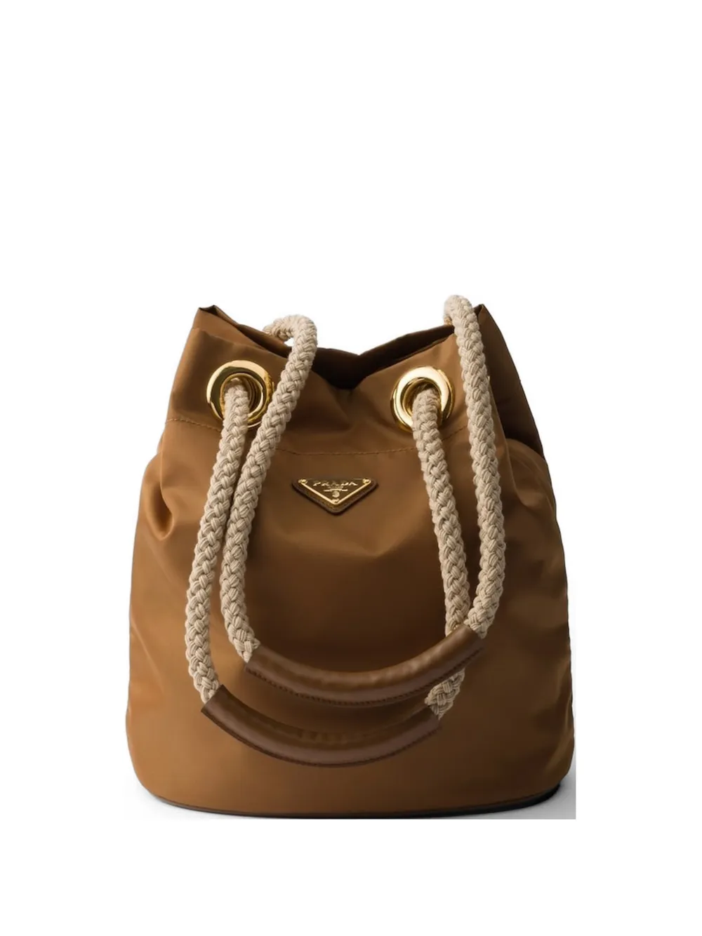 Prada Borsa a secchiello con logo - Marrone