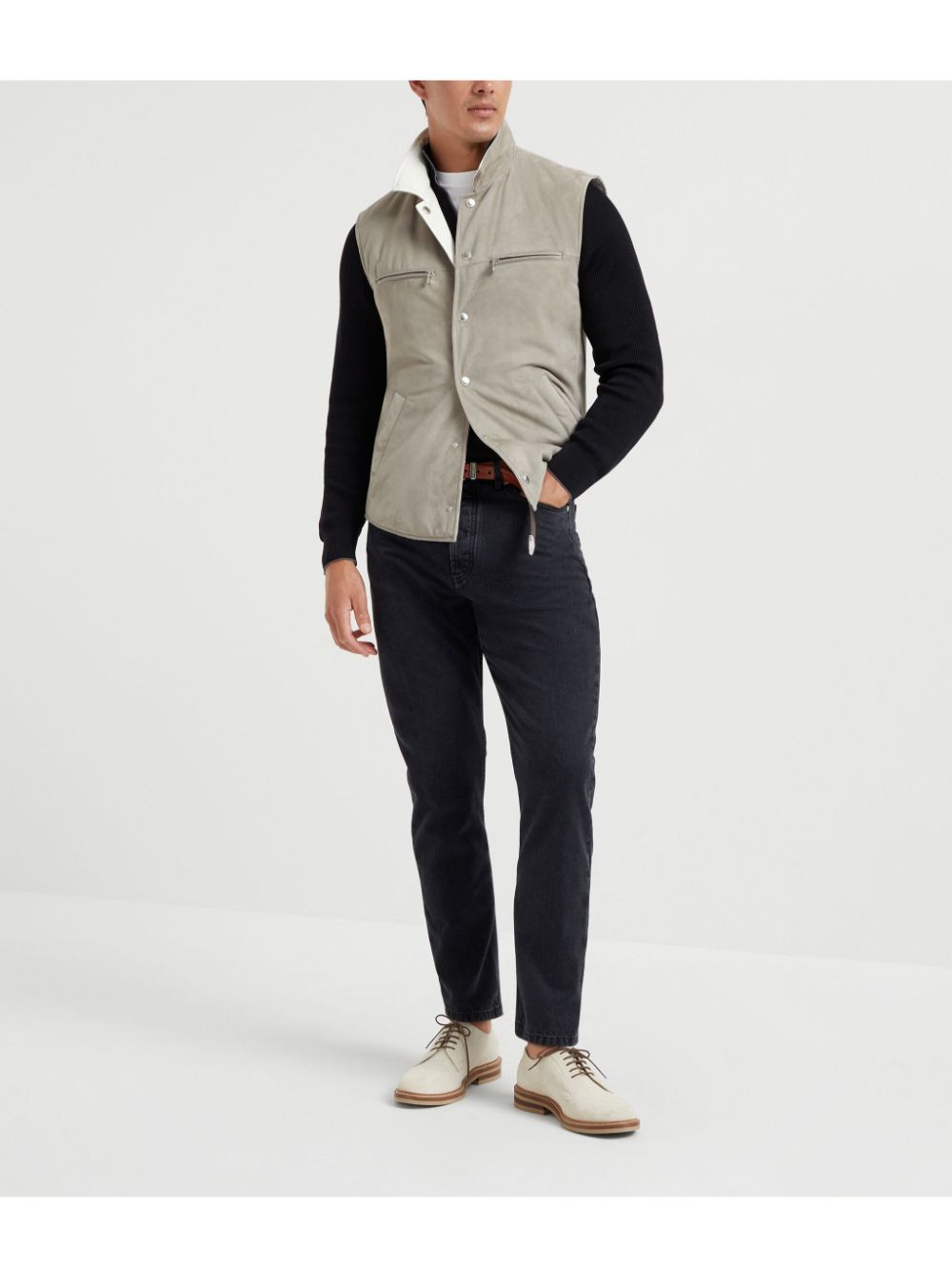 Brunello Cucinelli Leren gilet - Beige