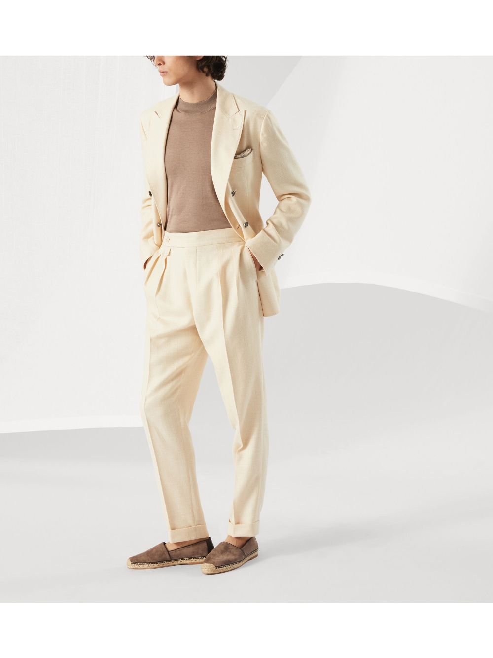 Brunello Cucinelli Gedeconstrueerde blazer met chevron patroon - Beige