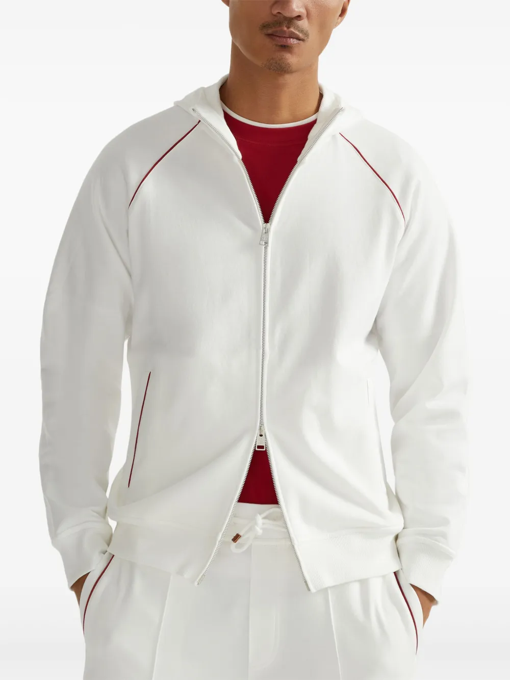 Brunello Cucinelli Hoodie met rits Wit