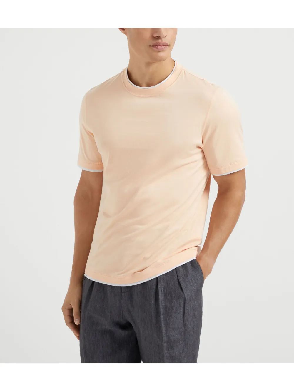 Brunello Cucinelli T-shirt met gelaagd detail Roze