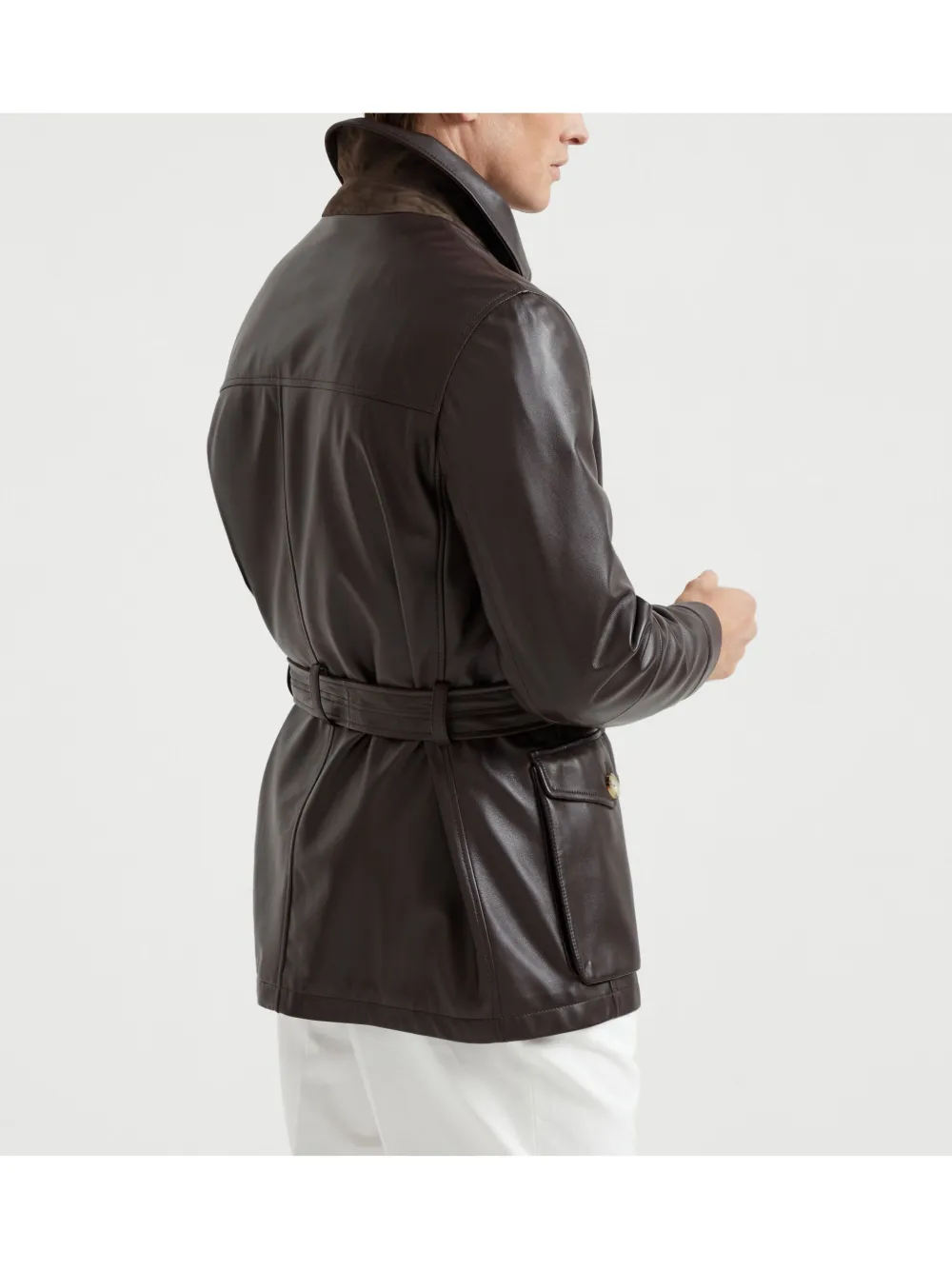 Brunello Cucinelli Leren parka Bruin