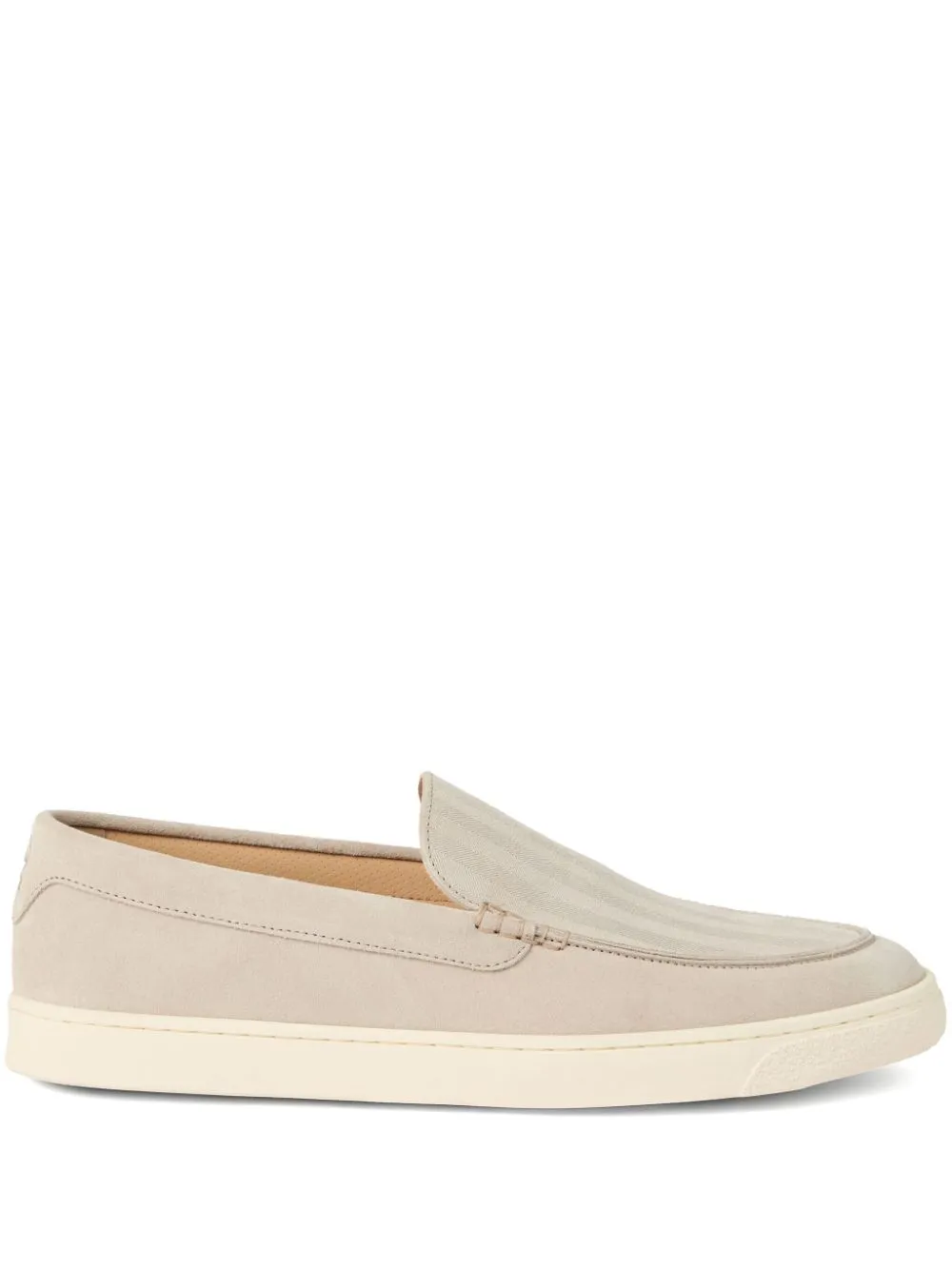 Brunello Cucinelli Chevron Embossed Suede Loafer In Neutrals