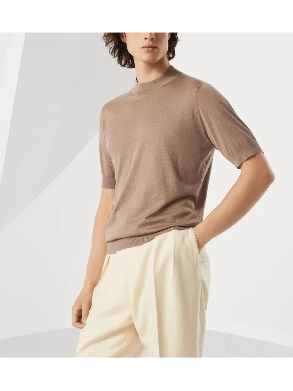 Brunello Cucinelli Gebreid T-shirt Beige