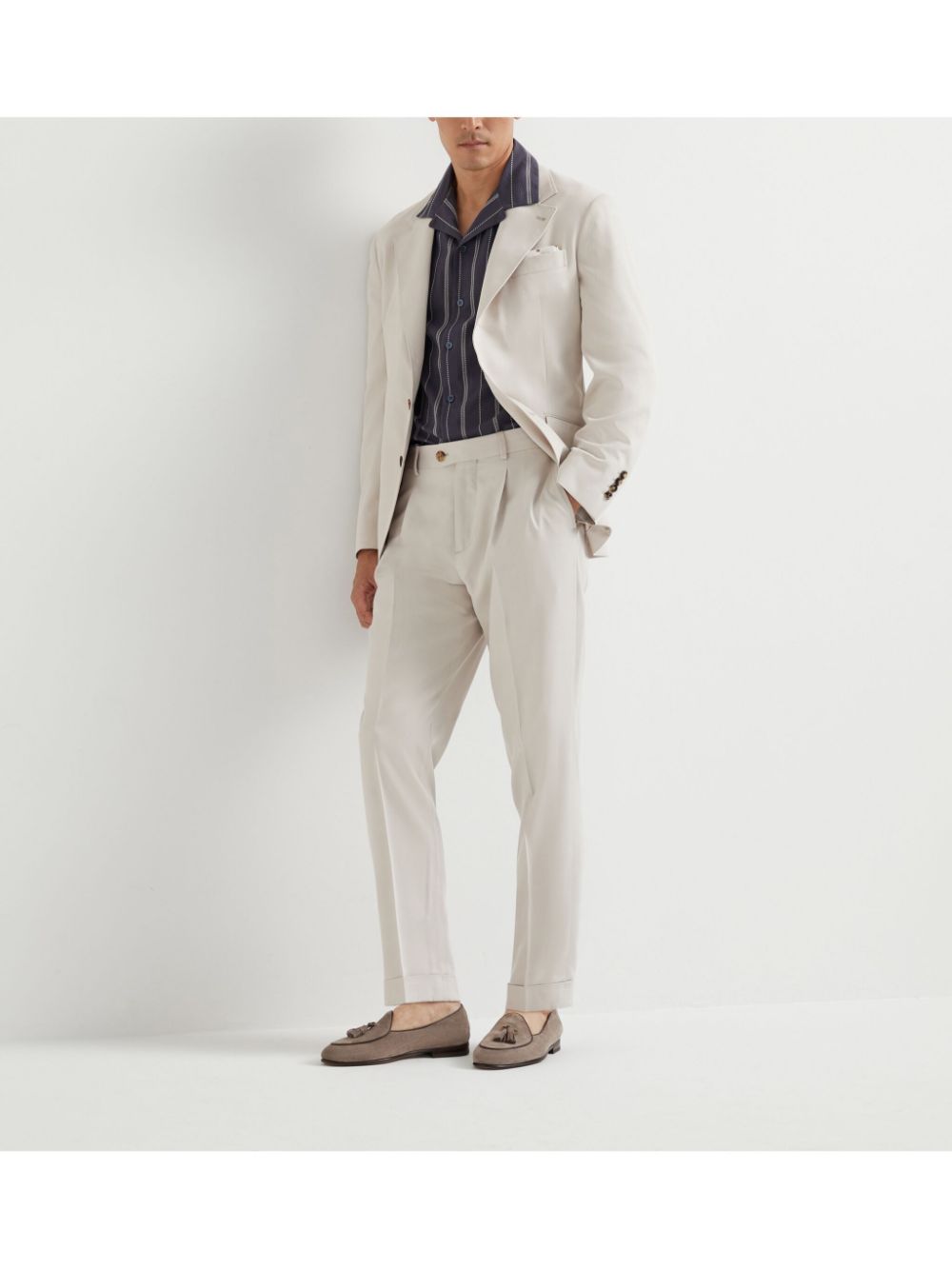 Brunello Cucinelli Blazer met enkele rij knopen - Beige