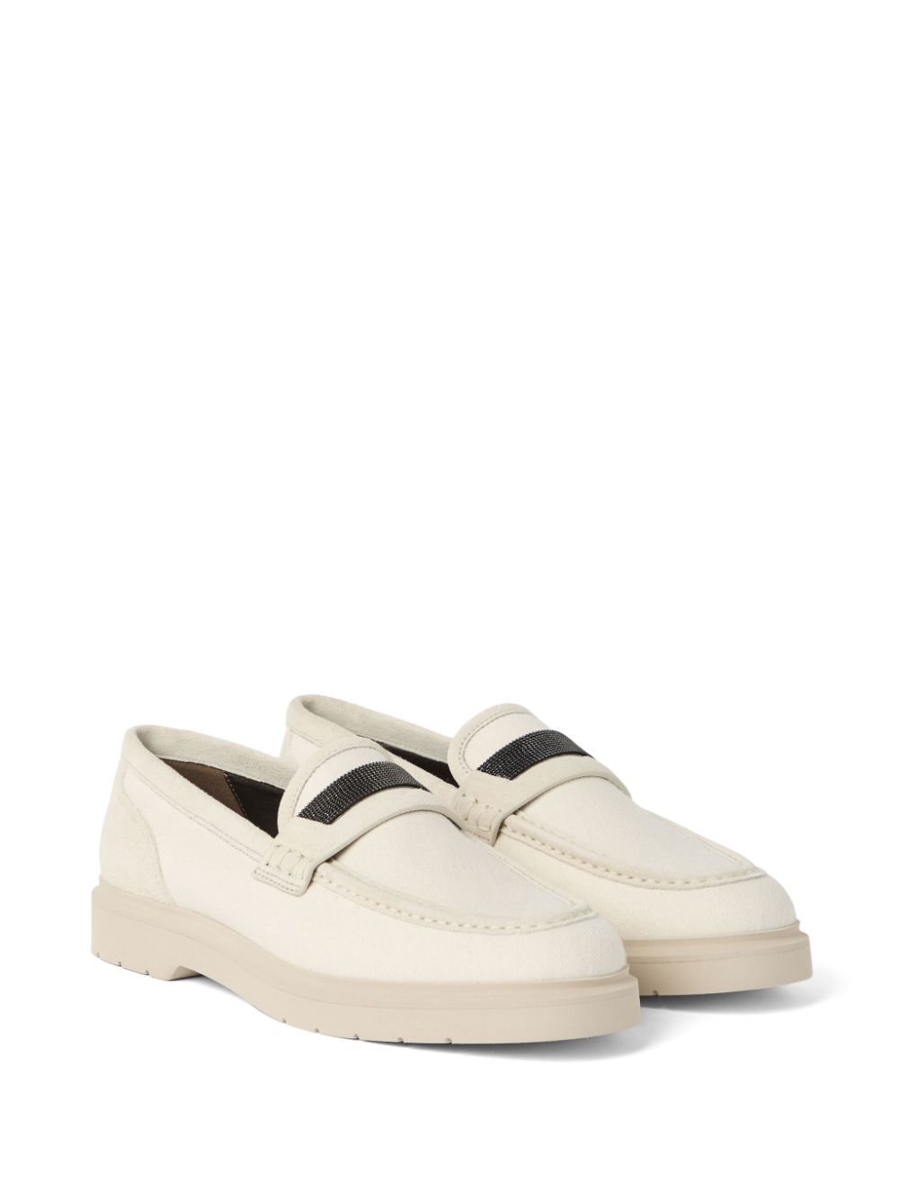 Brunello Cucinelli Leren loafers met Monili-detail - Beige