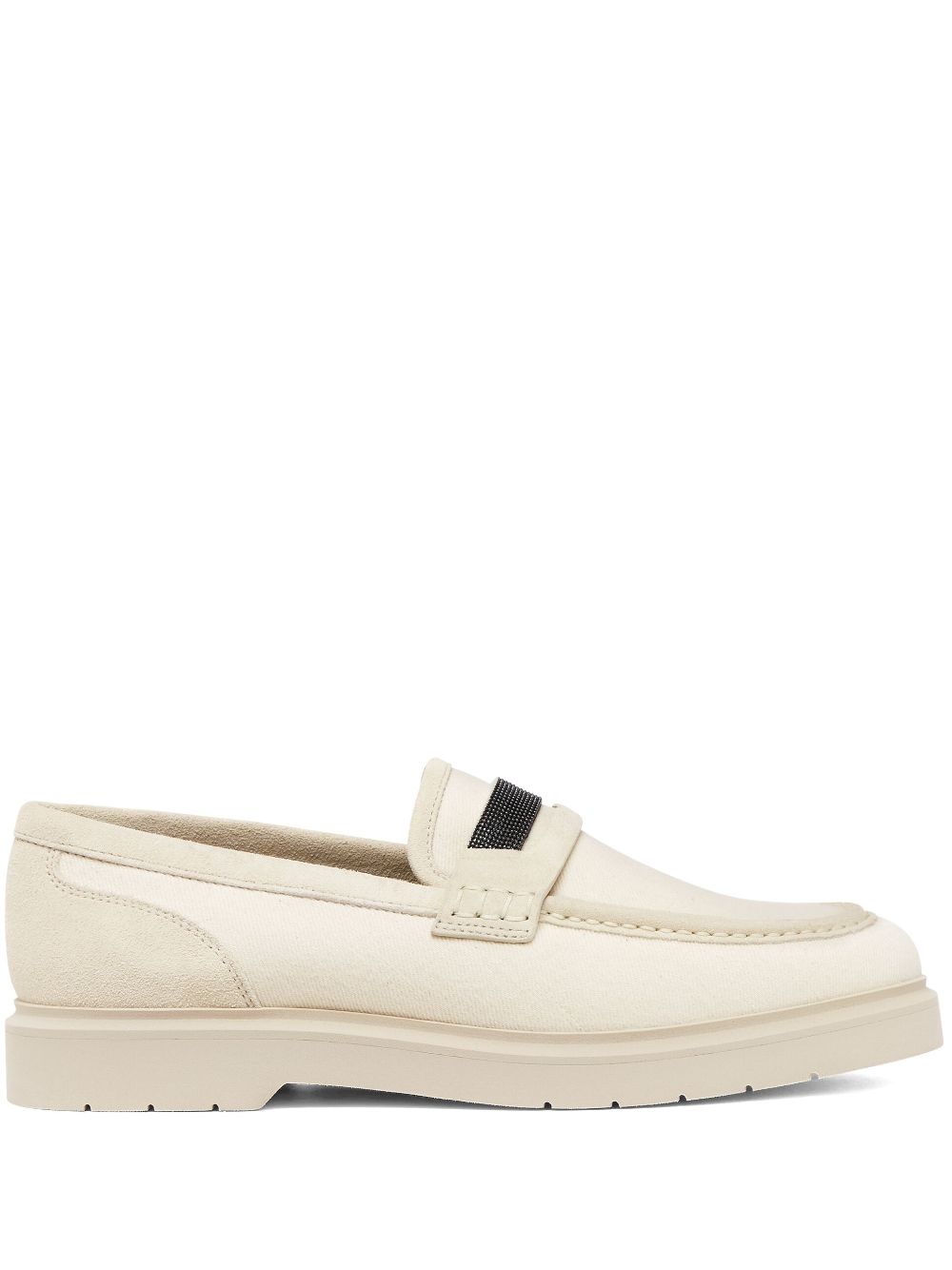 Brunello Cucinelli Leren loafers met Monili-detail Beige