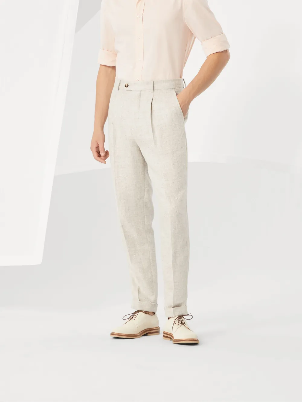 Brunello Cucinelli Broek met slub-textuur Beige