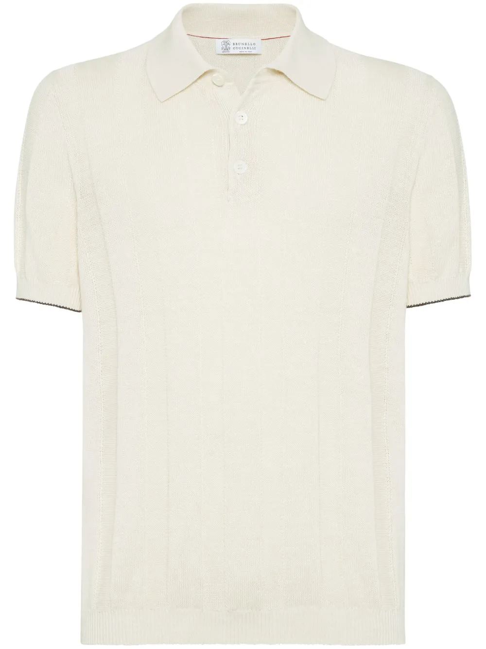 Brunello Cucinelli polo en maille à design nervuré | tons neutres | Image 1