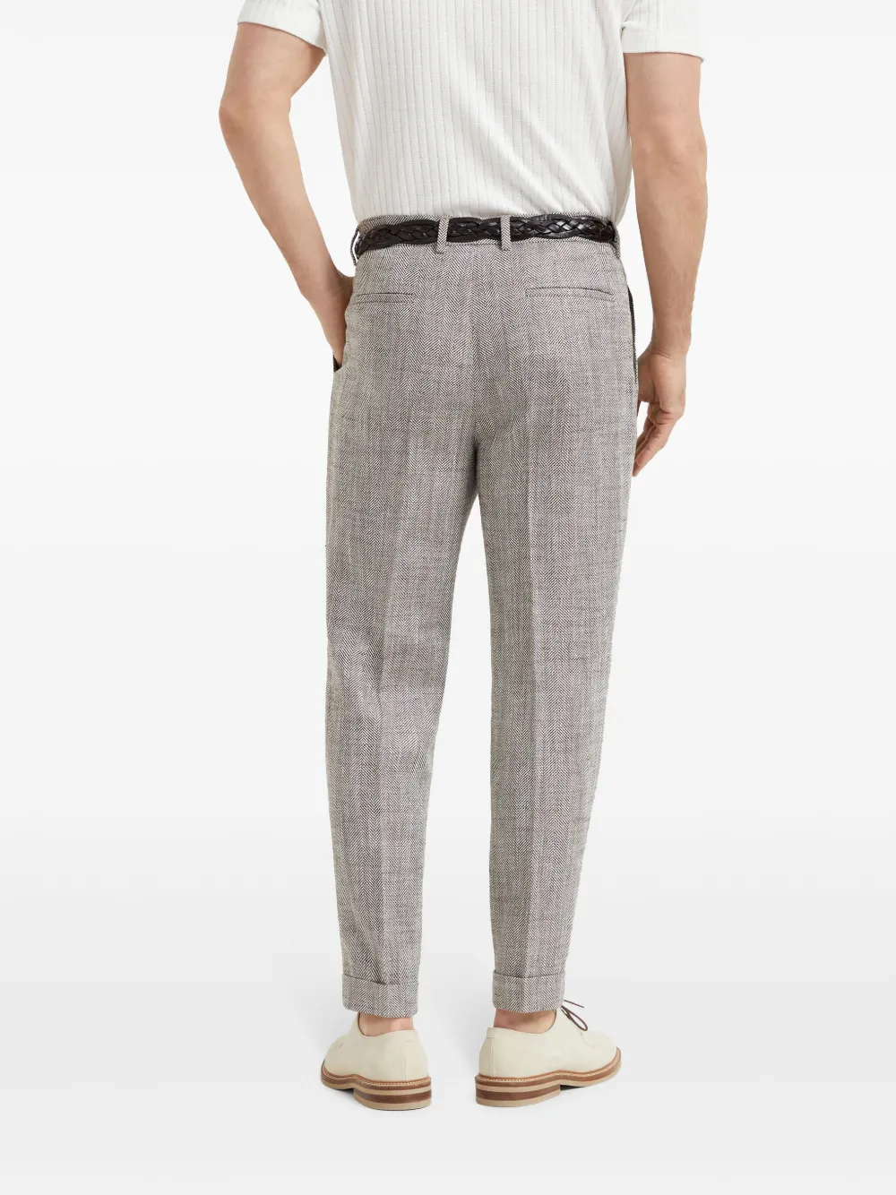 Brunello Cucinelli Broek met chevron streep Bruin
