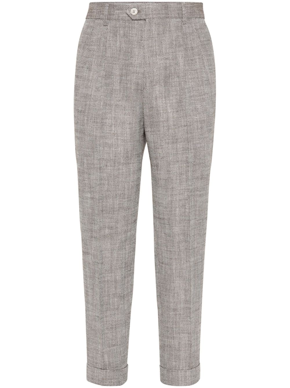 Brunello Cucinelli chevron tailored trousers - Brown