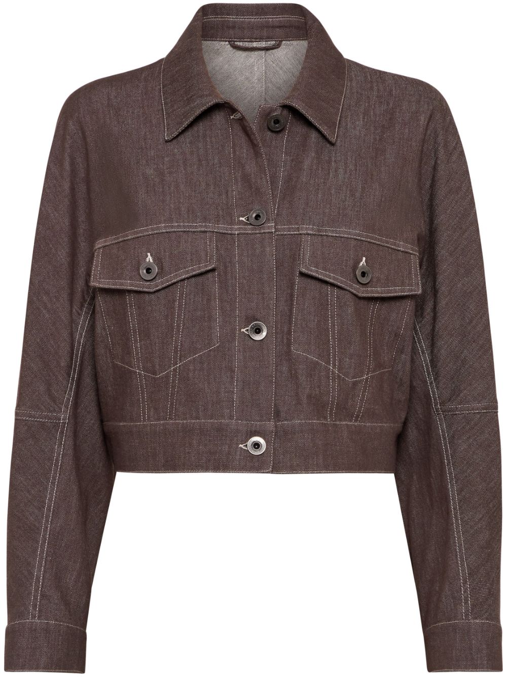 Brunello Cucinelli Monili bead-embellished cropped jacket - Brown