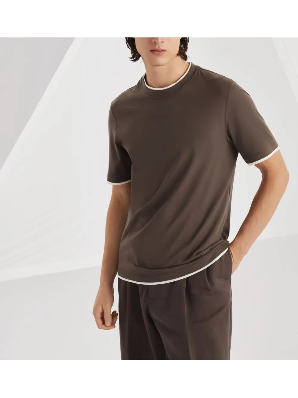 Brunello Cucinelli Gelaagd T-shirt Bruin