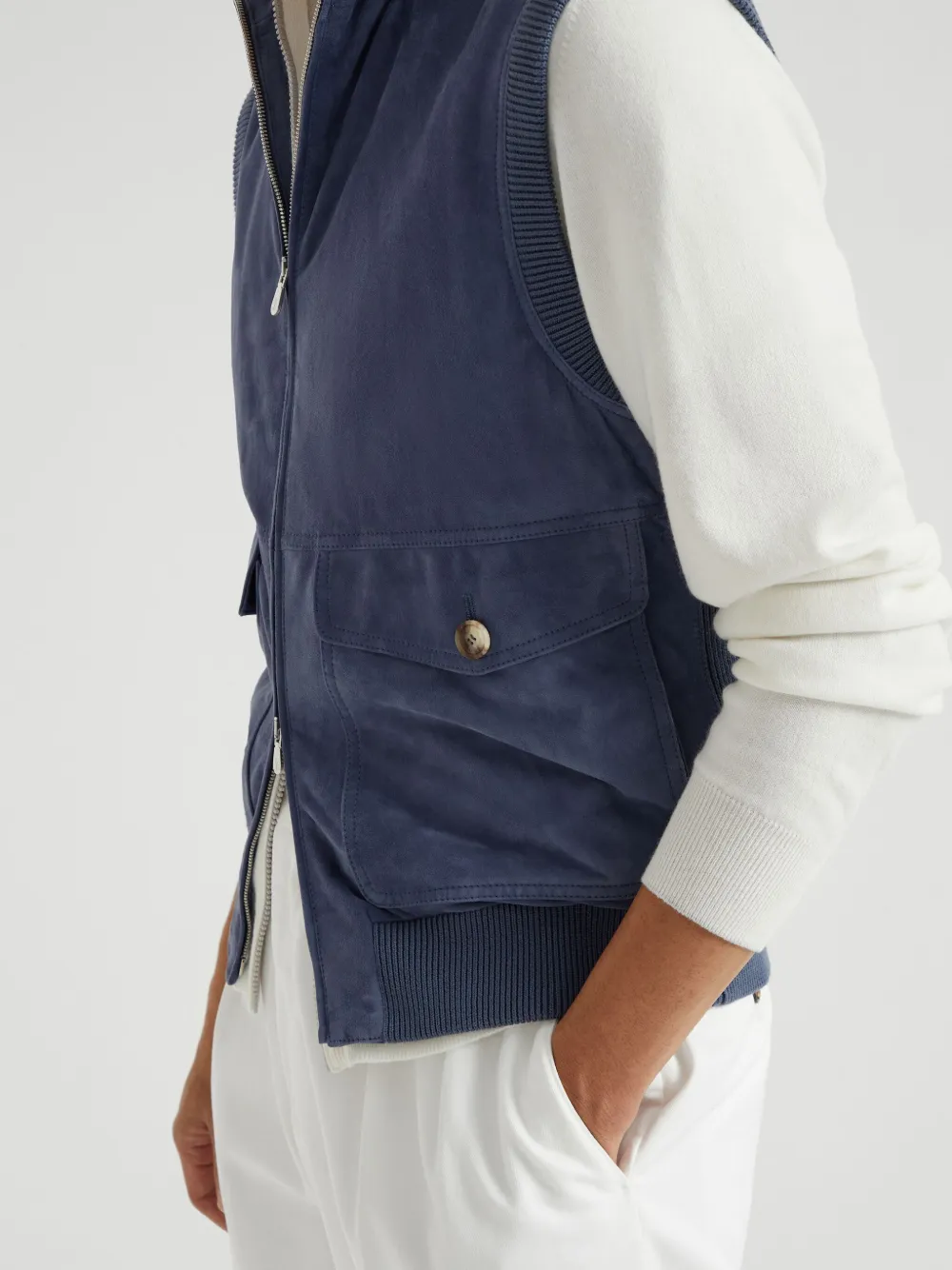 Brunello Cucinelli Suède gilet Blauw