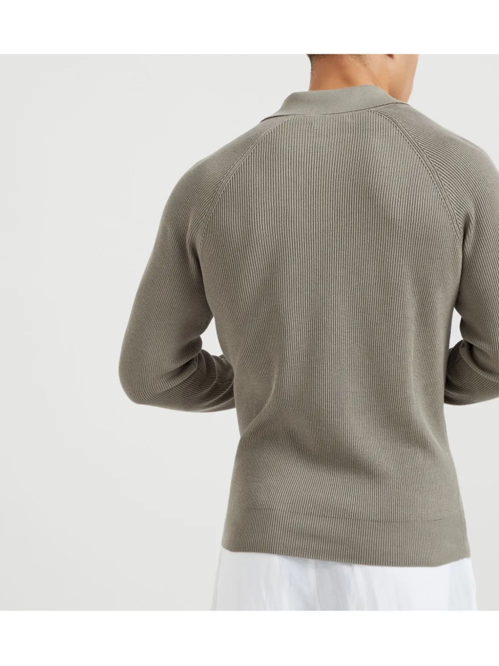 Brunello Cucinelli Ribgebreid poloshirt Beige