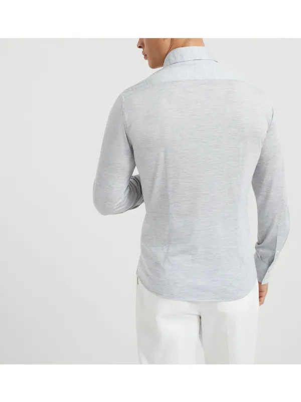 Brunello Cucinelli silk-cotton Jersey Shirt | Grey | FARFETCH JO
