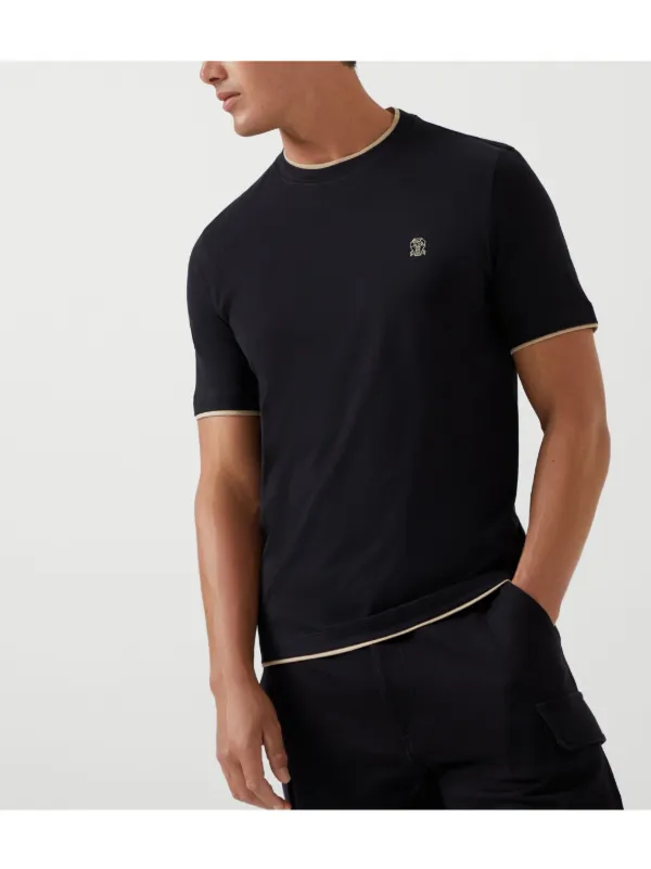 Tシャツ・カットソー BRUNELLO CUCINELLI Double layer t-shirt (M0B137427 COA16) Brunello Cucinelli Men's Faux Layered Crew Neck T-Shirt