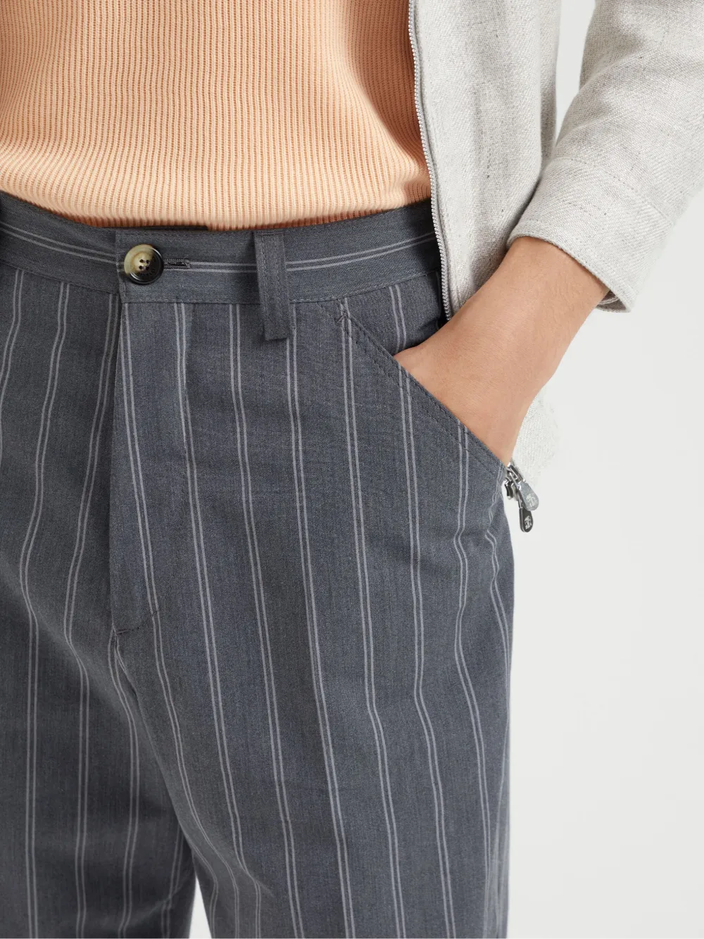 Brunello Cucinelli Gestreepte broek Grijs