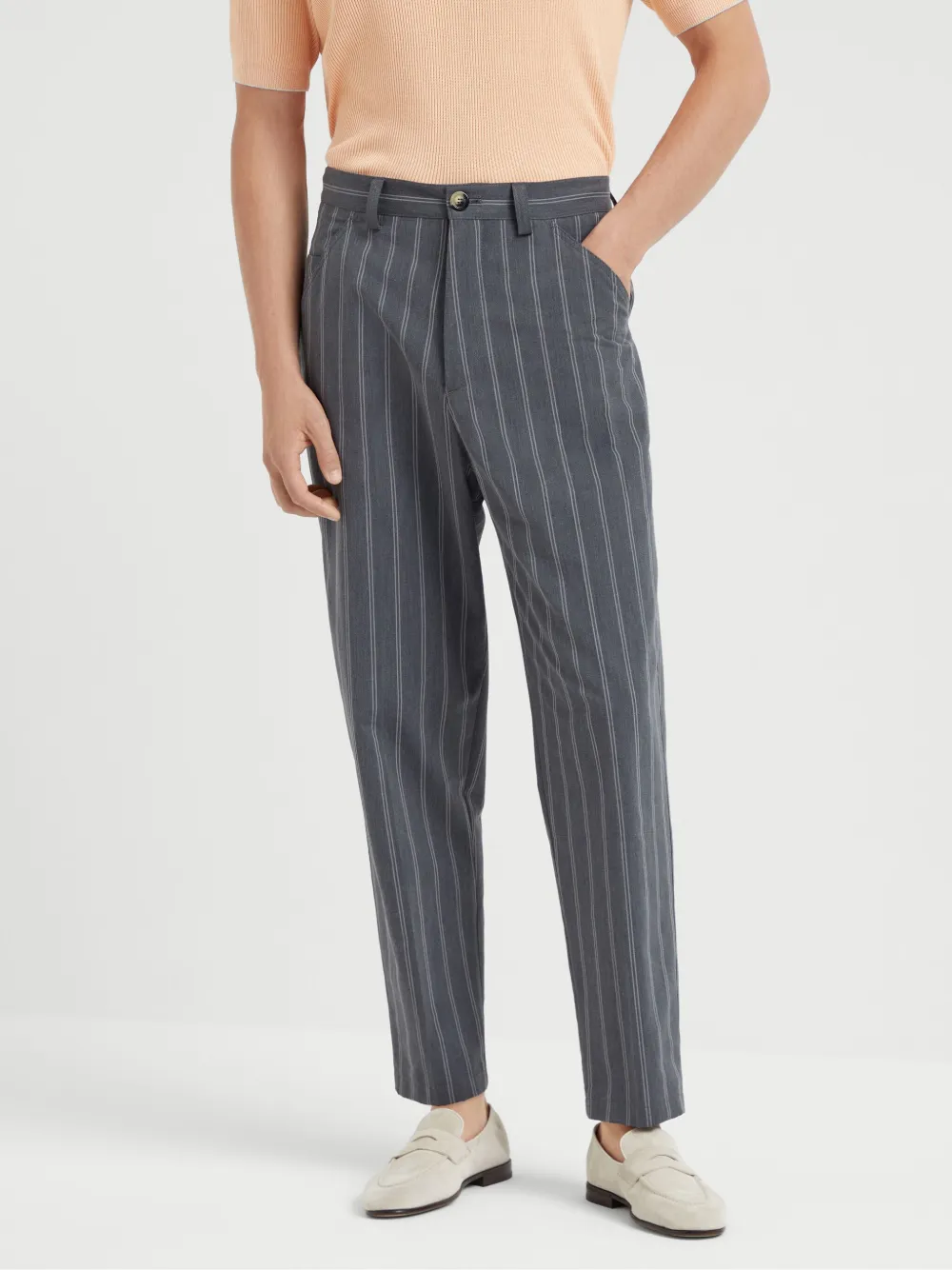 Brunello Cucinelli Gestreepte broek Grijs