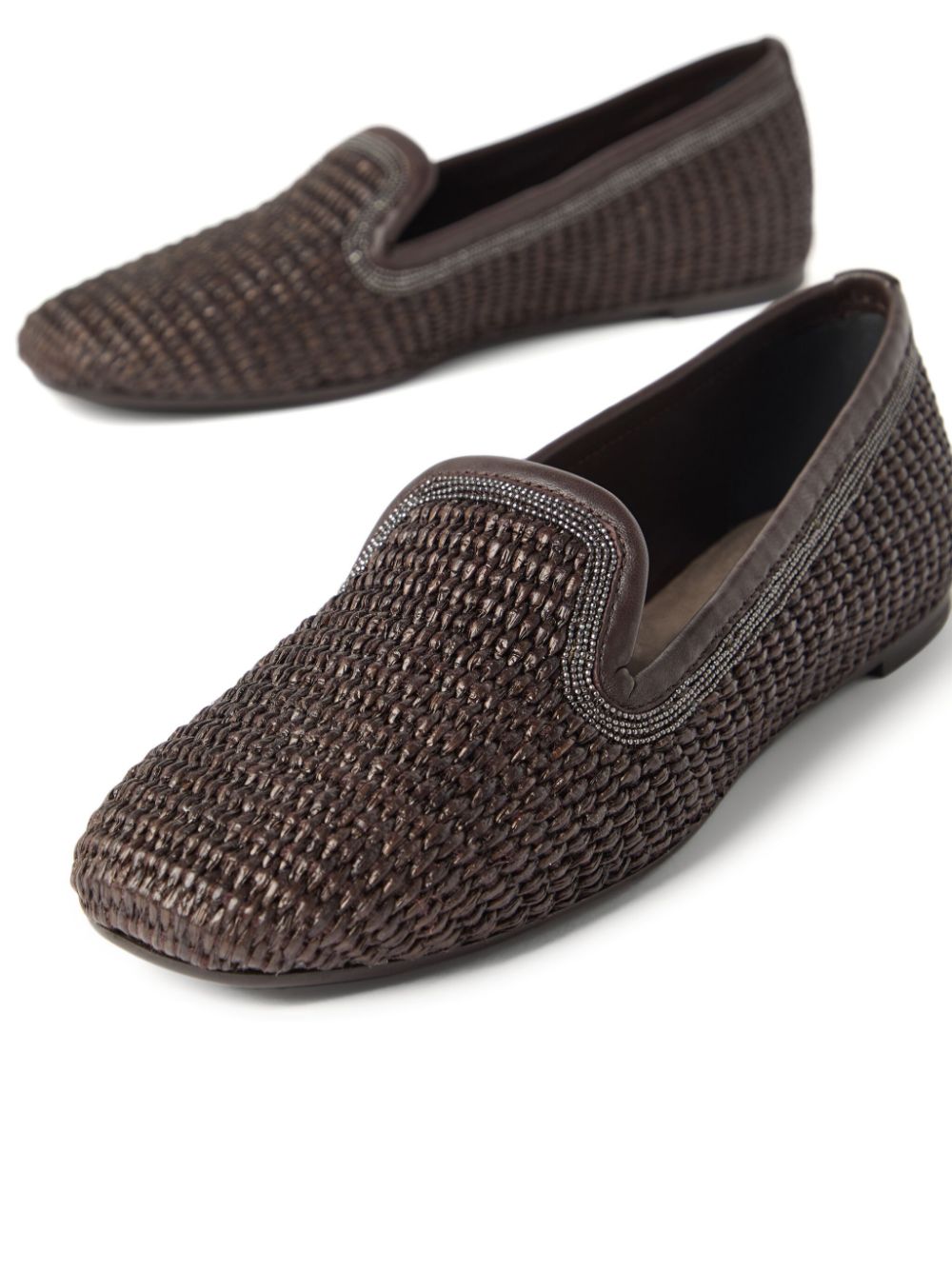 Brunello Cucinelli Geweven slippers Bruin