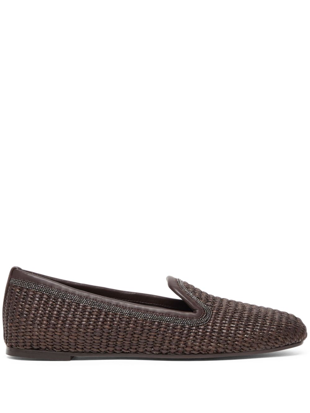 Brunello Cucinelli Geweven slippers Bruin