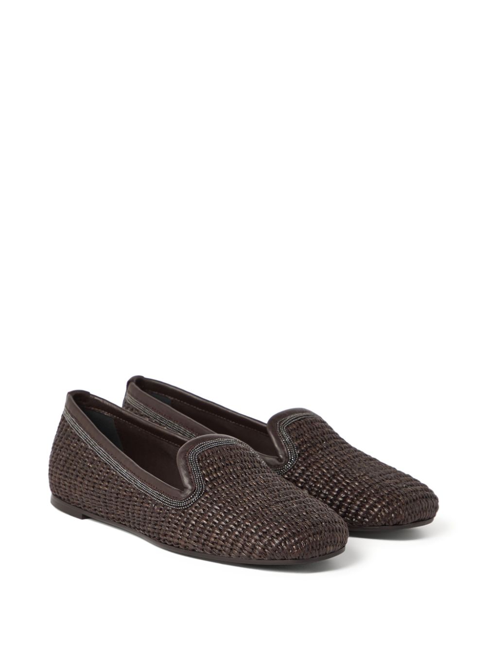 Brunello Cucinelli Geweven slippers Bruin