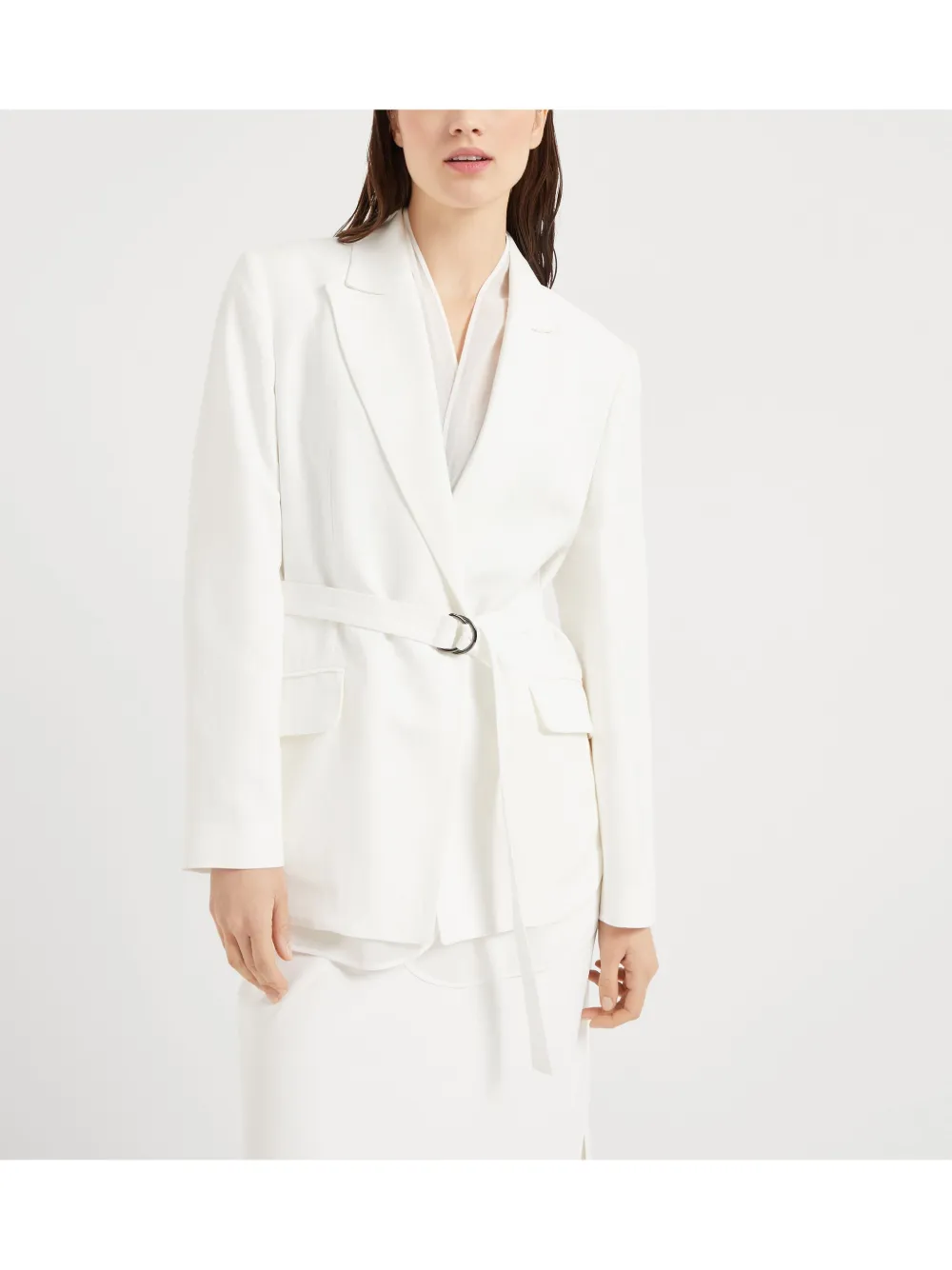 Brunello Cucinelli Twill blazer met monili detail Wit