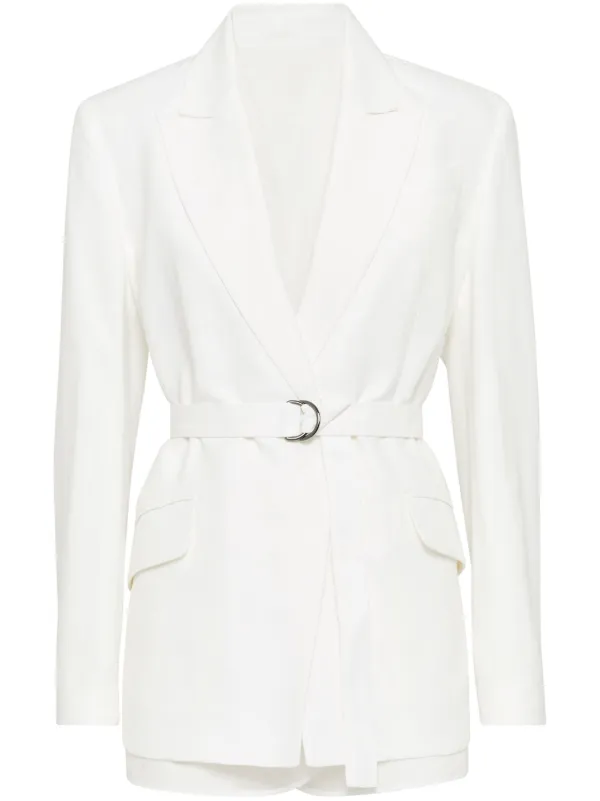 Brunello Cucinelli Monili-detail Twill Blazer in White