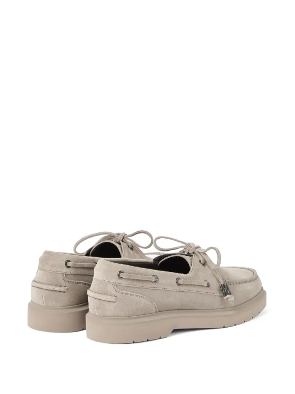 Brunello Cucinelli Monili-chain Boat Shoes | Grey | FARFETCH