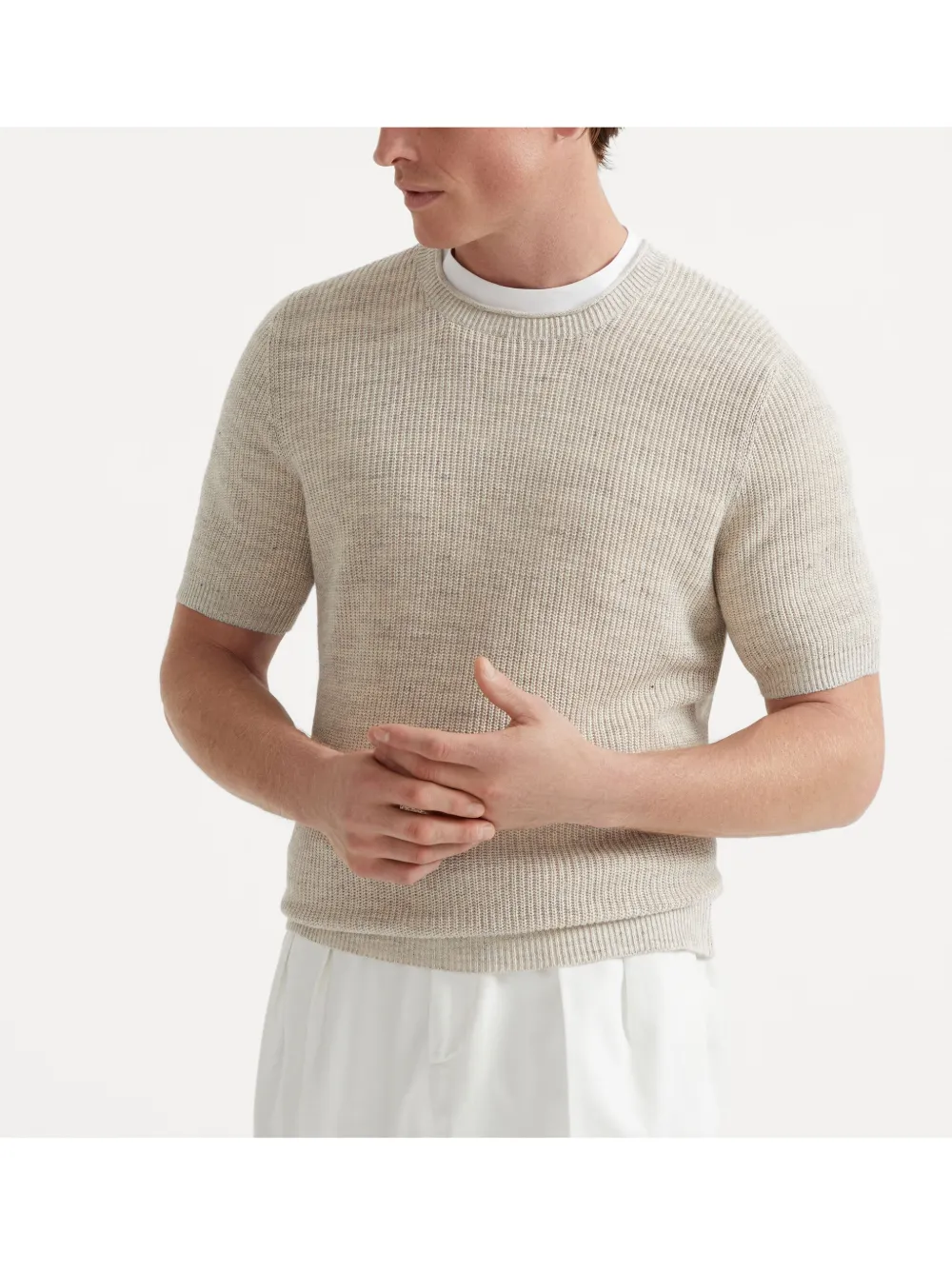 Brunello Cucinelli Gebreid T-shirt Beige